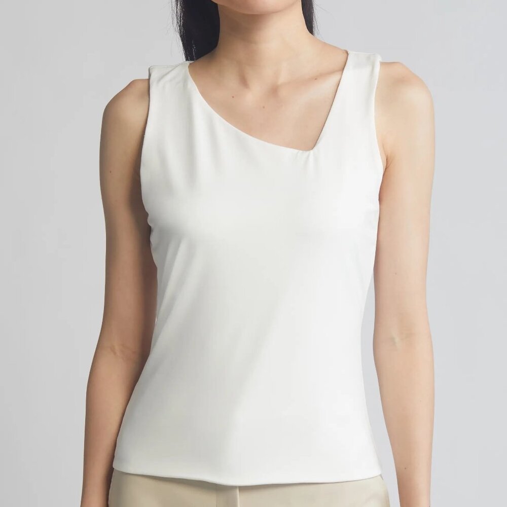 Halogen Woman's Top, New Asymmetric Tank, Ivory, Size - Large (12-14)